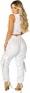 Conjunto Feminino Alfaiataria, Calça e Cropped, Branco
